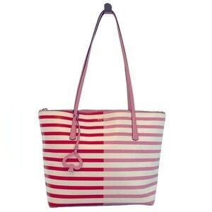 Kate Spade Zina Large Tote (Pink/Red/White) Kate Spade Bags Purse leather